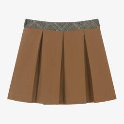 Patachou-Girls Beige Tartan Pleated Skirt | Childrensalon Outlet