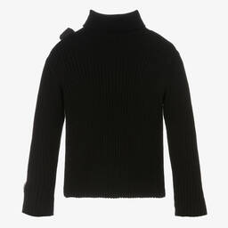 Patachou-Girls Black Bow Roll Neck Top | Childrensalon Outlet