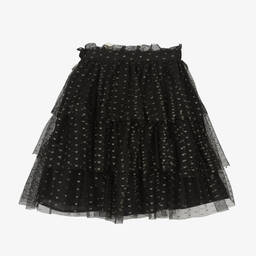 Patachou-Girls Black Chiffon & Tulle Ruffle Skirt | Childrensalon Outlet
