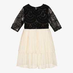 Patachou-Girls Black & Ivory Chiffon Dress | Childrensalon Outlet