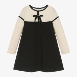 Patachou-Girls Black Knit Bow Dress | Childrensalon Outlet