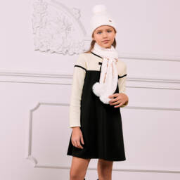 Patachou-Girls Black Knit Bow Dress | Childrensalon Outlet