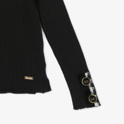 Patachou-Girls Black Ribbed Turtleneck Top | Childrensalon Outlet