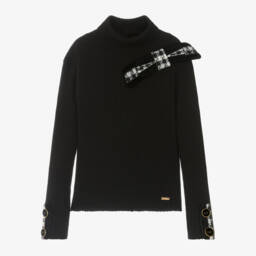 Patachou-Girls Black Ribbed Turtleneck Top | Childrensalon Outlet