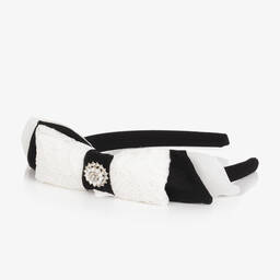 باتاشو-طوق للشعر دانتيل وشيفون لون أبيض وأسود | Childrensalon Outlet