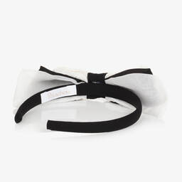 باتاشو-طوق للشعر دانتيل وشيفون لون أبيض وأسود | Childrensalon Outlet