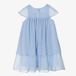 Patachou-Girls Blue Bow Chiffon Dress | Childrensalon Outlet