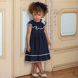 Patachou-Girls Blue Chiffon Dress | Childrensalon Outlet