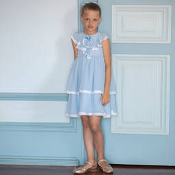 Patachou-Girls Blue Chiffon Dress | Childrensalon Outlet
