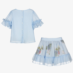Patachou-Girls Blue Chiffon Skirt Set | Childrensalon Outlet