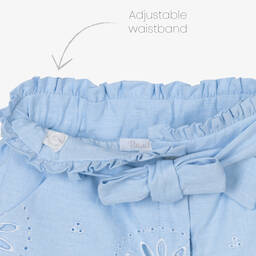 باتاشو-طقم شورت قطن لون أزرق بأكمام منفوشة للبنات | Childrensalon Outlet