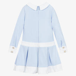 Patachou-Girls Blue Cotton Jersey Dress | Childrensalon Outlet