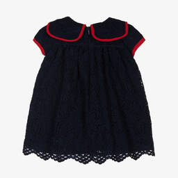 Patachou-Girls Blue Cotton Lace Dress | Childrensalon Outlet