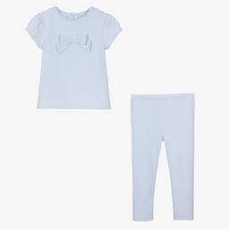 Patachou-Girls Blue Cotton Trouser Set | Childrensalon Outlet
