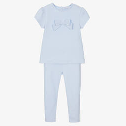 Patachou-Girls Blue Cotton Trouser Set | Childrensalon Outlet