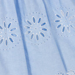 Patachou-Girls Blue Embroidered Cotton Dress | Childrensalon Outlet