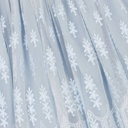 باتاشو-فستان أطفال بناتي قطن وتول مطرز لون أزرق | Childrensalon Outlet