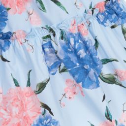 Patachou-Girls Blue Floral Skirt | Childrensalon Outlet