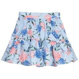 Patachou-Girls Blue Floral Skirt | Childrensalon Outlet