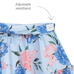 Patachou-Girls Blue Floral Skirt | Childrensalon Outlet