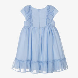 Patachou-Girls Blue Frilled Chiffon Dress | Childrensalon Outlet