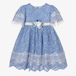 Patachou-Girls Blue Lace Dress | Childrensalon Outlet