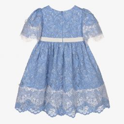 Patachou-Girls Blue Lace Dress | Childrensalon Outlet