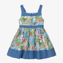 Patachou-Girls Blue Liberty Print Dress | Childrensalon Outlet
