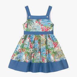Patachou-Girls Blue Liberty Print Dress | Childrensalon Outlet