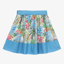 Patachou-Girls Blue Liberty Print Skirt | Childrensalon Outlet