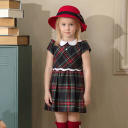 Patachou-Girls Blue & Red Tartan Dress | Childrensalon Outlet