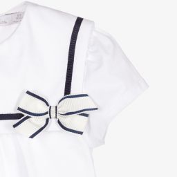 Patachou-طقم ليغنغز قطن جيرسي لون كحلي وأبيض للبنات | Childrensalon Outlet