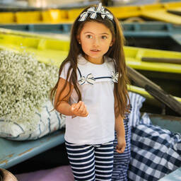 Patachou-طقم ليغنغز قطن جيرسي لون كحلي وأبيض للبنات | Childrensalon Outlet