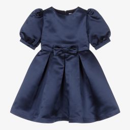 Patachou-Girls Blue Satin Dress | Childrensalon Outlet