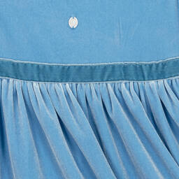 Patachou-Girls Blue Velour Lace Dress | Childrensalon Outlet