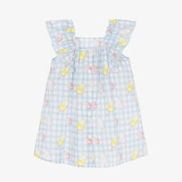 Patachou-Белое платье в голубую клетку | Childrensalon Outlet