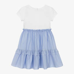 Patachou-Голубое и белое поплин платье для девочек | Childrensalon Outlet