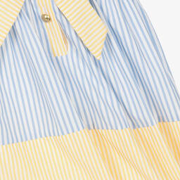 Patachou-Girls Blue & Yellow Stripe Poplin Dress | Childrensalon Outlet