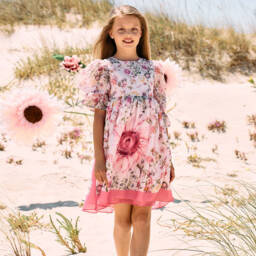 Patachou-Girls Blush Blossom Chiffon Gown | Childrensalon Outlet