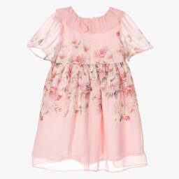 Patachou-Girls Blush Floral Chiffon Frock | Childrensalon Outlet