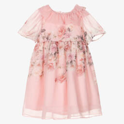 Patachou-Girls Blush Floral Chiffon Frock | Childrensalon Outlet