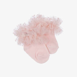 Patachou-Girls Blush Frilled Cotton Ankle Socks | Childrensalon Outlet