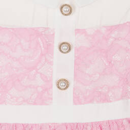 Patachou-فستان شيفون دانتيل وردي للبنات | Childrensalon Outlet