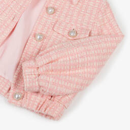 Patachou-Girls Blush Tweed Buttoned Jacket | Childrensalon Outlet