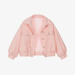 Patachou-Girls Blush Tweed Buttoned Jacket | Childrensalon Outlet
