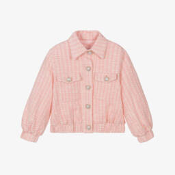 Patachou-Girls Blush Tweed Buttoned Jacket | Childrensalon Outlet