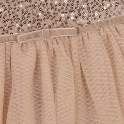 Patachou-Girls Champagne Sequin Tulle Gown | Childrensalon Outlet