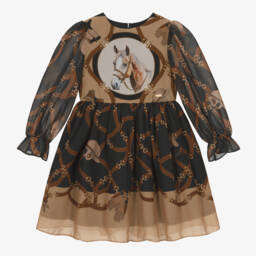 Patachou-Girls Chiffon Equestrian Motif Dress | Childrensalon Outlet