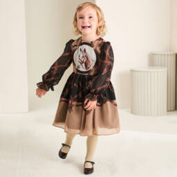 Patachou-Girls Chiffon Equestrian Motif Dress | Childrensalon Outlet