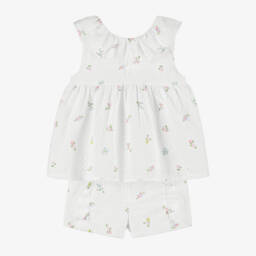 Patachou-Girls Cotton Blossom Shorts Ensemble | Childrensalon Outlet